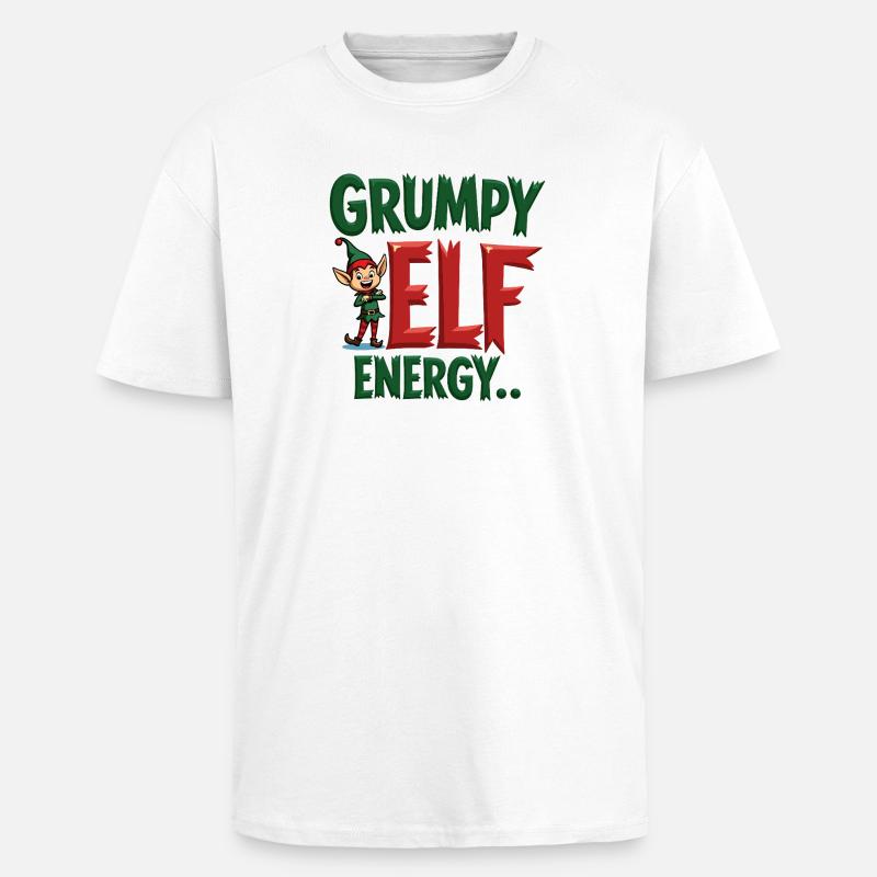 Grumpy Elf Energy Grumpy Imp - Unisex Oversized Heavyweight T-shirt - white