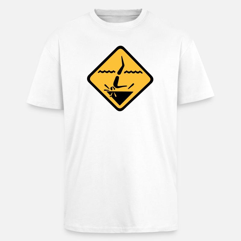 Graphique de signe de plongée - T-shirt unisexe oversize épais - blanc