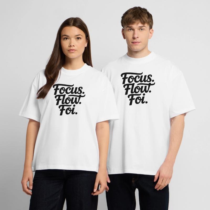 Focus Flow Fly Script T-shirt unisexe oversize épais