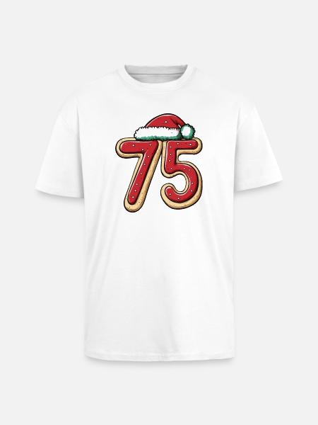 75 Number Biscuit Christmas - Unisex Oversized Heavyweight T-shirt - white