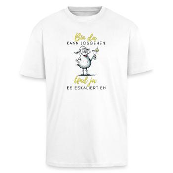 Bin da Und ja Partyschaf - Oversized Heavyweight Unisex T-Shirt - Weiß - Vorne - Alina (178cm) & Michal (187cm)