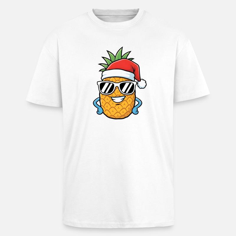 Art de l’ananas de Noël - T-shirt unisexe oversize épais - blanc