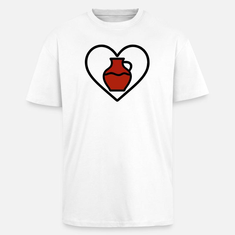 Ceramic Heart Vase Clay Creative Art - Unisex Oversized Heavyweight T-shirt - white