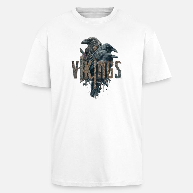 Odin-Corbeaux-Vikings-Épée-Edda - T-shirt unisexe oversize épais - blanc