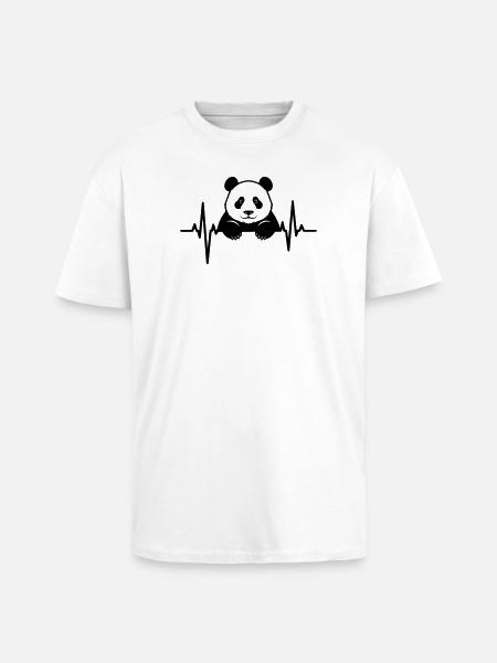 Panda im EKG – Süßes Tierdesign - Oversized Heavyweight Unisex T-Shirt - Weiß