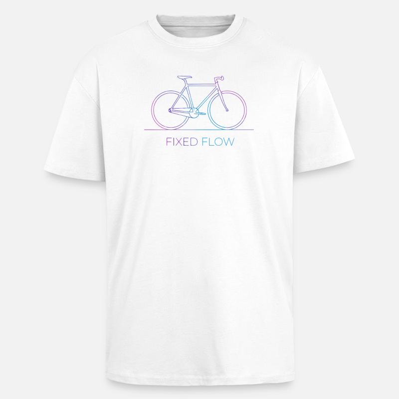 Fixed Flow Bicycle - Unisex Oversized Heavyweight T-shirt - white