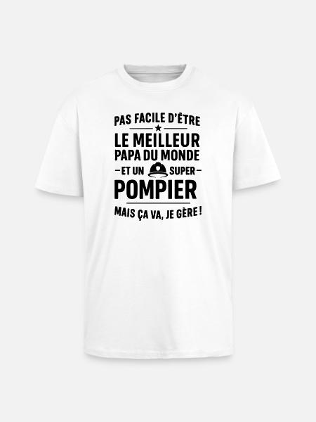 Pompier – Super Papa Pompier - T-shirt unisexe oversize épais - blanc