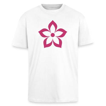 Flower magenta, pink - Unisex Oversized Heavyweight T-shirt - white - Front - Alina (178cm) & Michal (187cm)