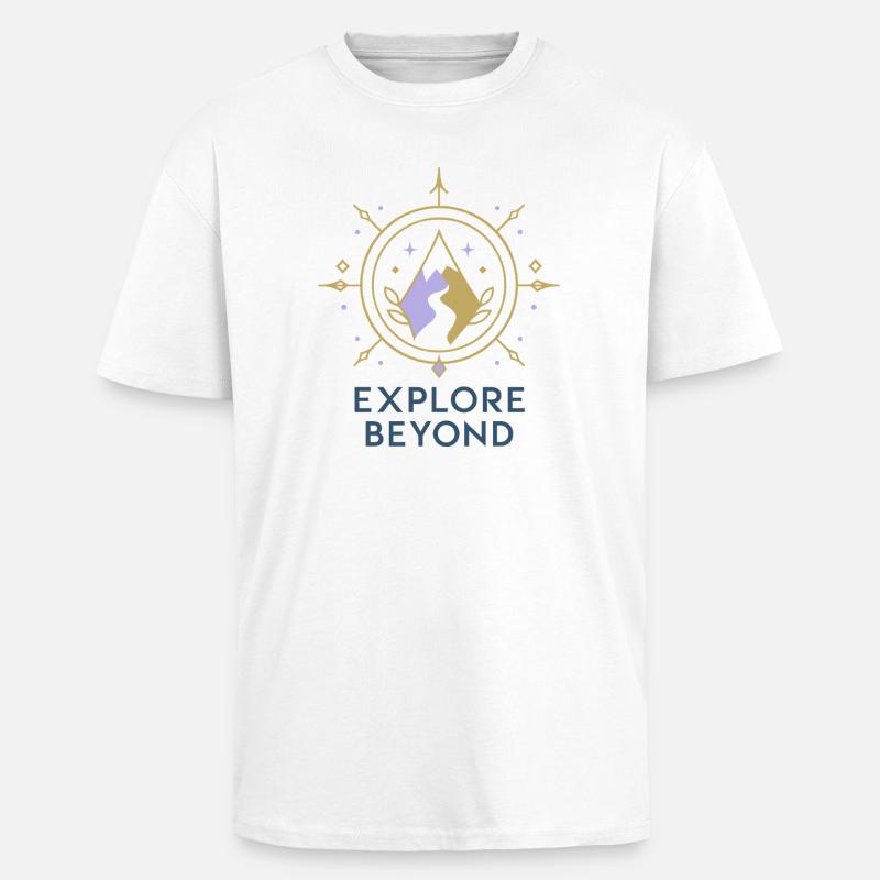 Explore Beyond Compass - Unisex Oversized Heavyweight T-shirt - white