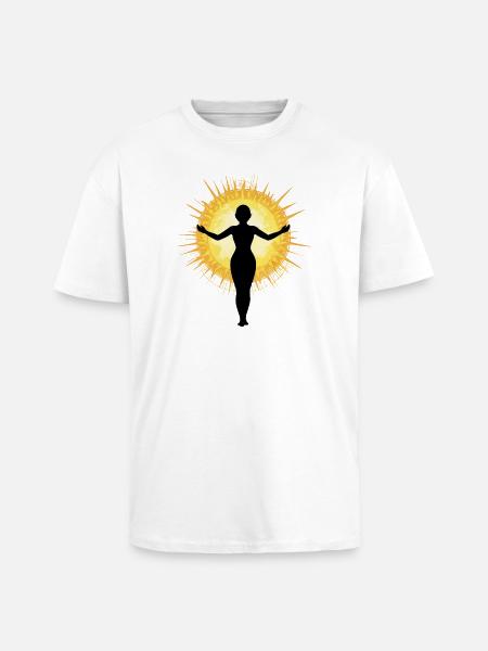 Woman embracing the sun - Unisex Oversized Heavyweight T-shirt - white