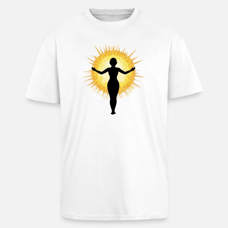 Femme embrassant le soleil - T-shirt unisexe oversize épais - blanc