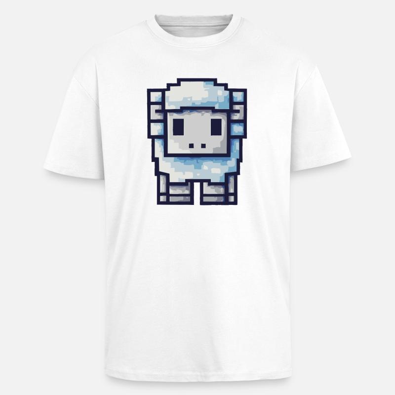 Pixel Schaf – Süßes Retro Design - Oversized Heavyweight Unisex T-Shirt - Weiß