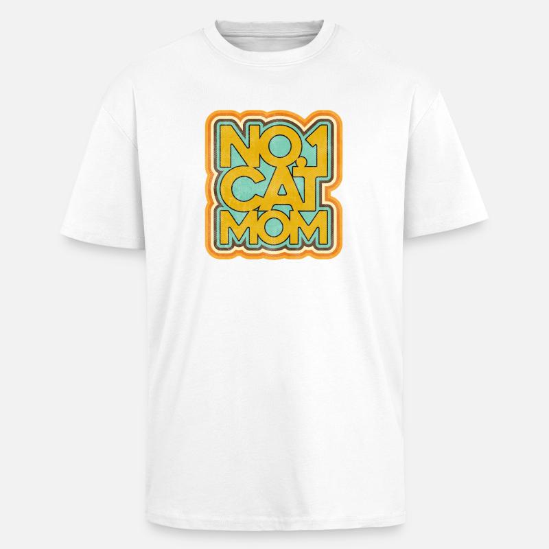 Katze Mama Nummer Eins Retro Abzeichen - Oversized Heavyweight Unisex T-Shirt - Weiß