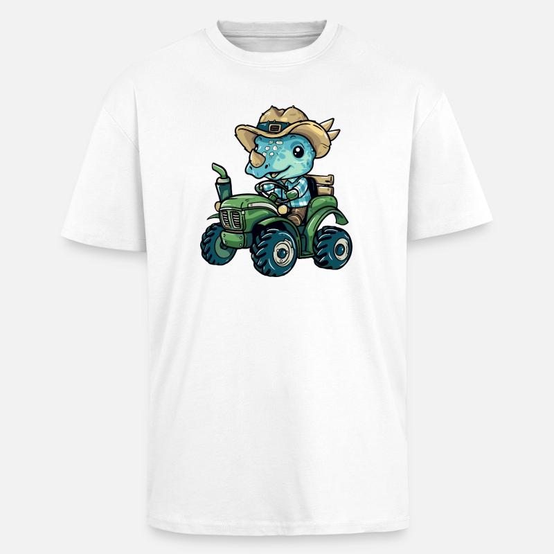 Dinosaurier triceratops Traktor Farmer - Oversized Heavyweight Unisex T-Shirt - Weiß