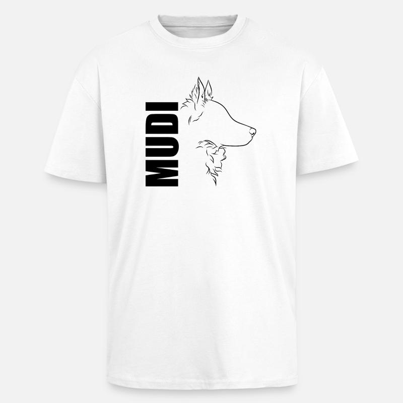Mudi Profil Hunde Hund Wilsigns - Oversized Heavyweight Unisex T-Shirt - Weiß