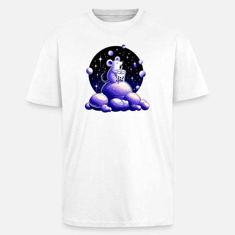 Mondträume Maus mit Bubble Tea - Oversized Heavyweight Unisex T-Shirt - Weiß