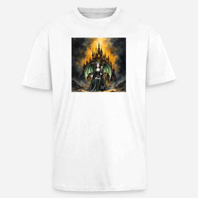 Sorcière ailée devant le château - T-shirt unisexe oversize épais - blanc