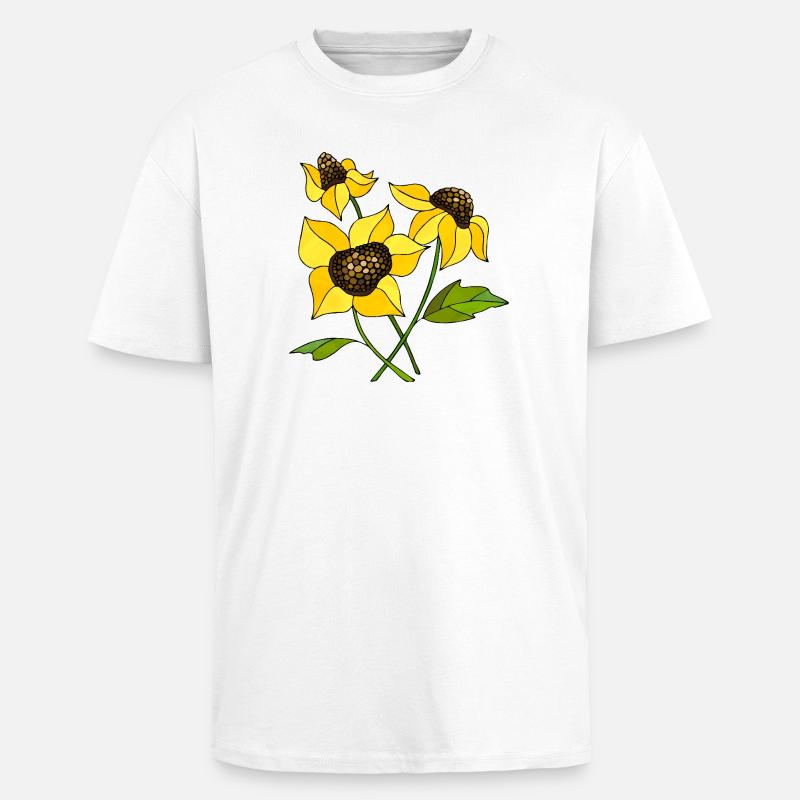 Fleur - T-shirt unisexe oversize épais - blanc