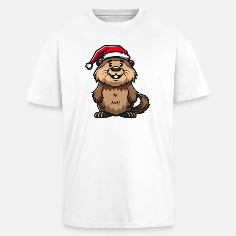 Beaver Christmas - Unisex Oversized Heavyweight T-shirt - white