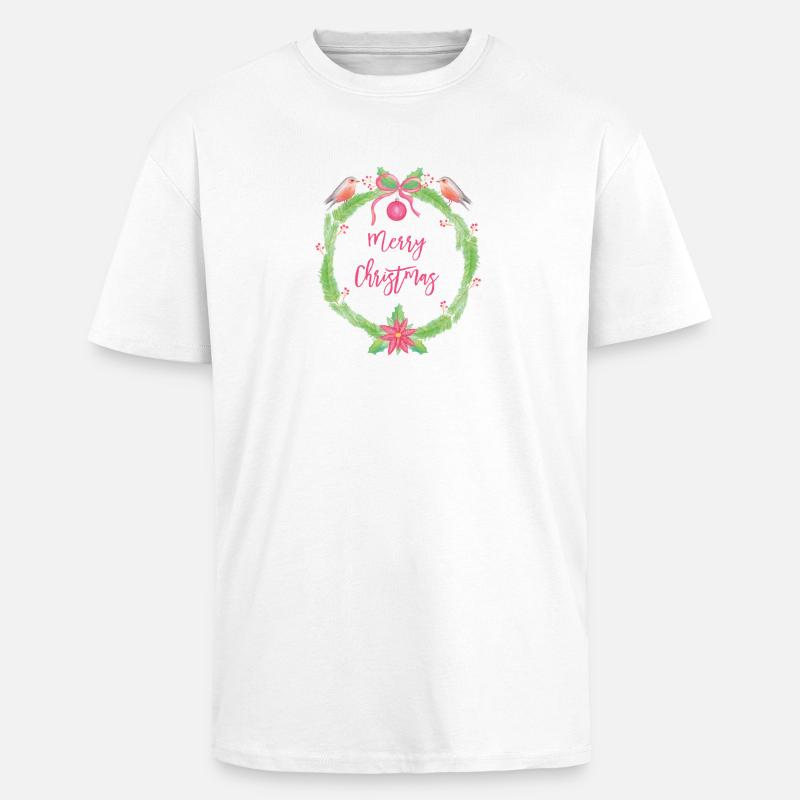 Festliches Weihnachtskranz Merry Christmas - Oversized Heavyweight Unisex T-Shirt - Weiß