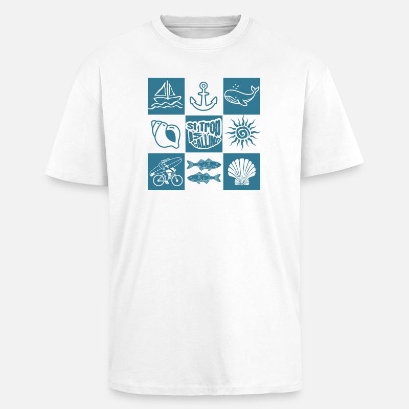 Rufe der ozeanischen nautischen Muster - Oversized Heavyweight Unisex T-Shirt - Weiß