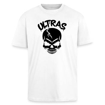 ultras_skull - Unisex Oversized Heavyweight T-shirt - white - Front - Alina (178cm) & Michal (187cm)