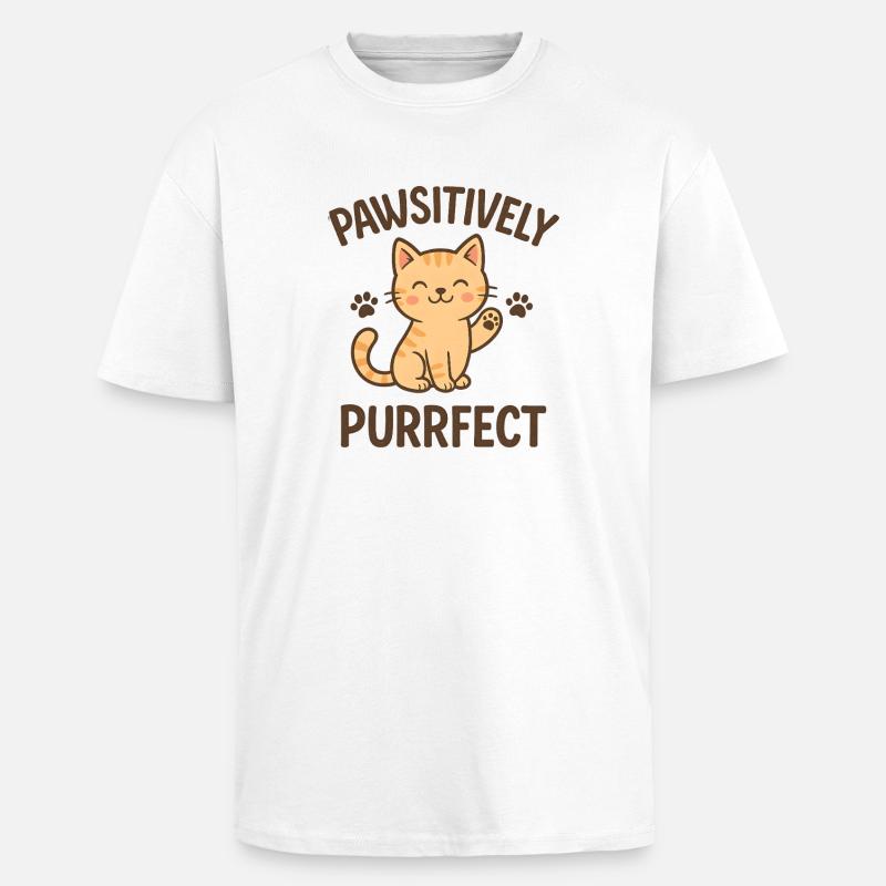 Conception Pathsitively Purrfect Cat - T-shirt unisexe oversize épais - blanc