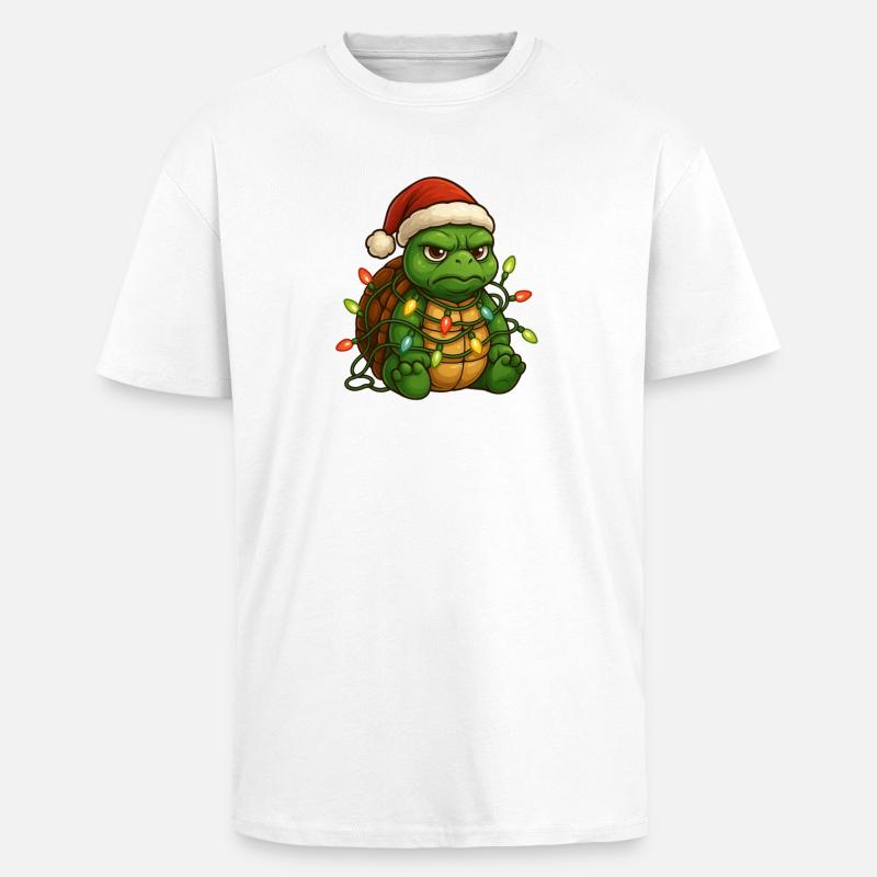 Grumpy Schildkröte Weihnachtsmütze Lichterkette To - Oversized Heavyweight Unisex T-Shirt - Weiß
