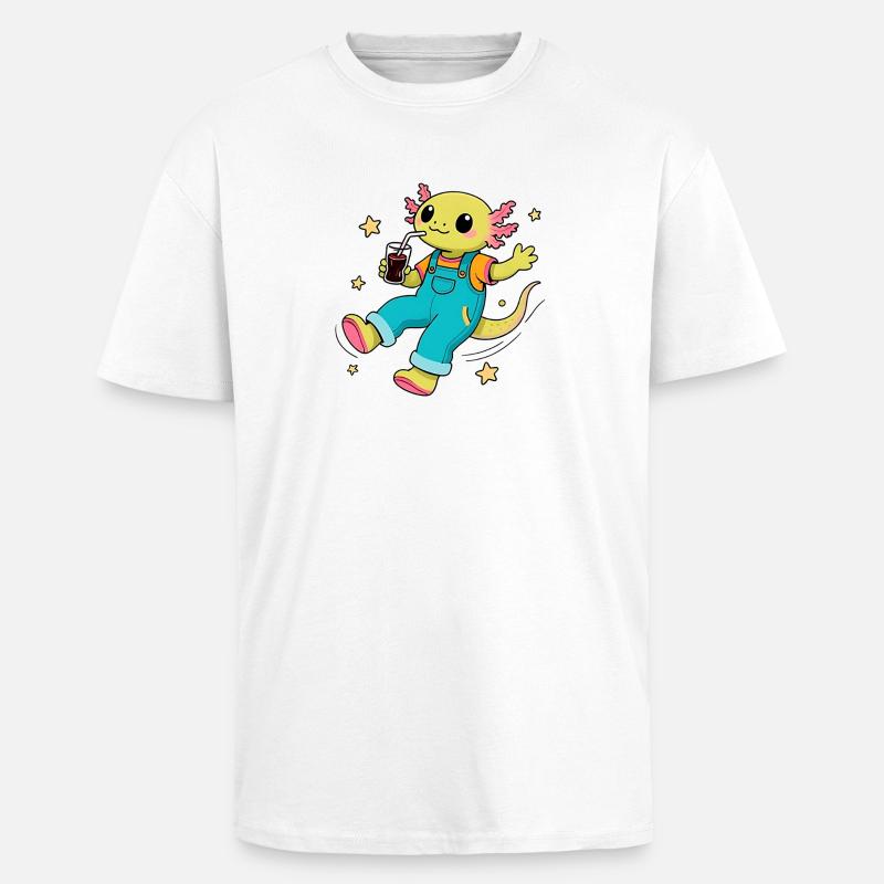 Glücklicher Axolotl, der im All schwebt - Oversized Heavyweight Unisex T-Shirt - Weiß