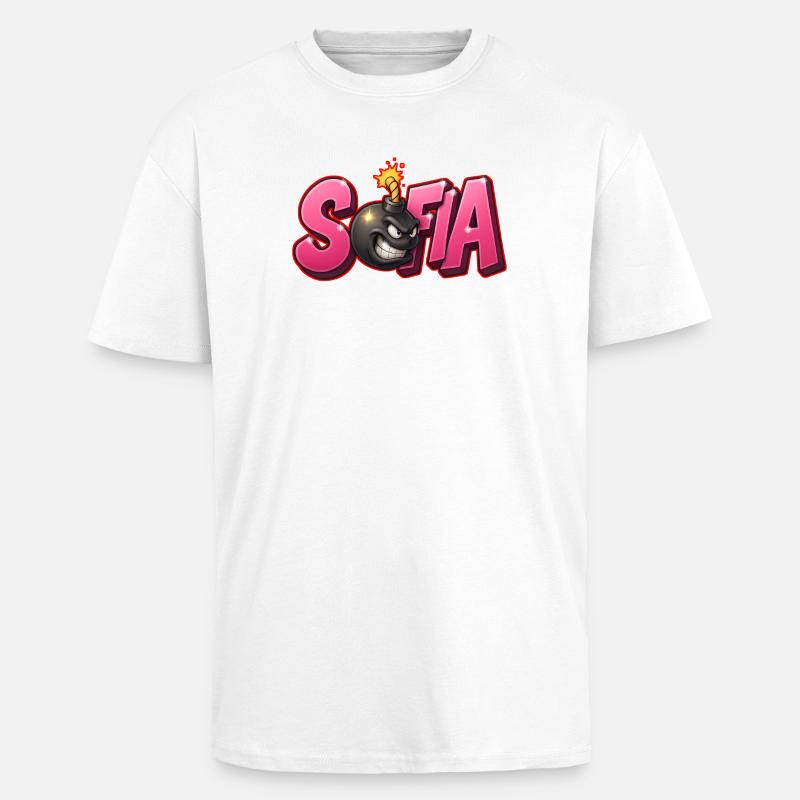 Sofia Graffiti Name Bomb Graffité 3D - T-shirt unisexe oversize épais - blanc