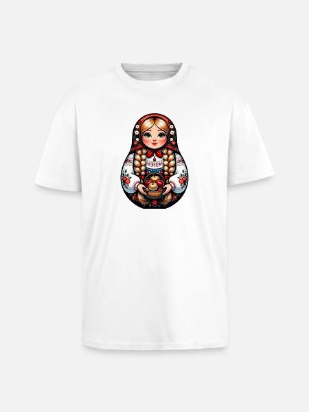 Matryoshka in Russian Matryoshka Doll Russian - Unisex Oversized Heavyweight T-shirt - white