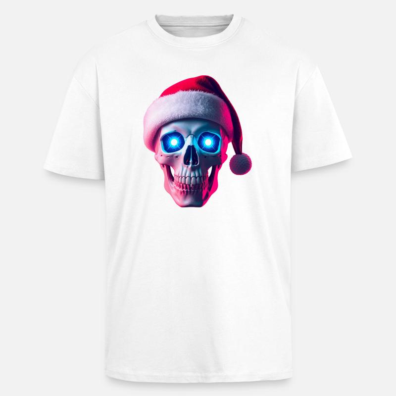 Neon-Schädel-Weihnachtsmann - Oversized Heavyweight Unisex T-Shirt - Weiß