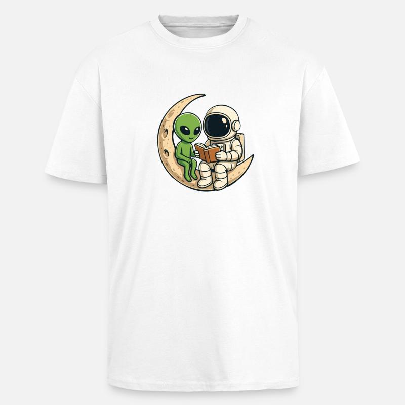 Astronaut Alien Space Book Lover lesen - Oversized Heavyweight Unisex T-Shirt - Weiß