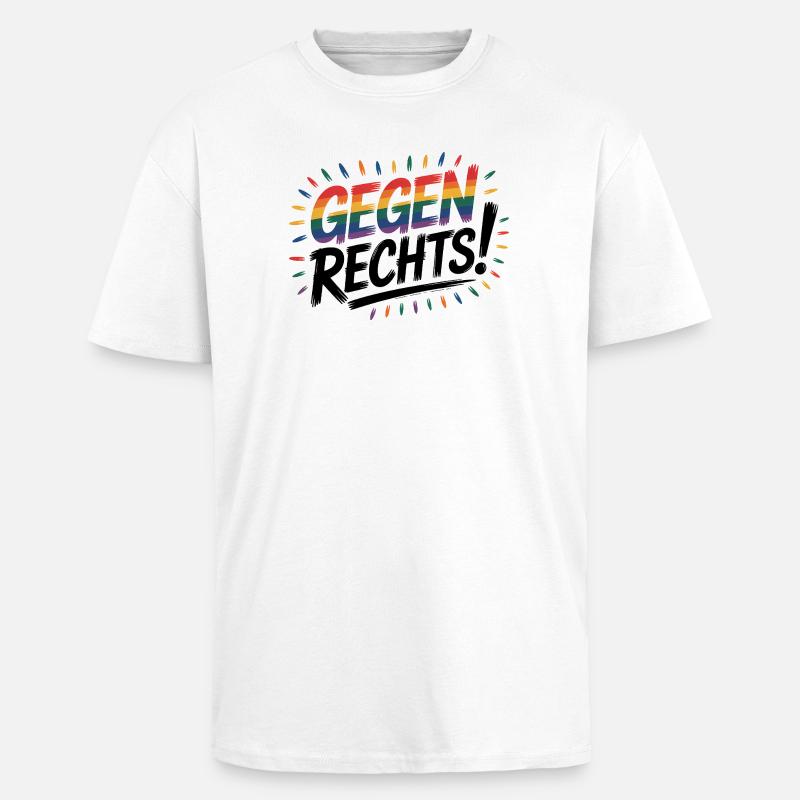 Gegen Rechts - Cool Pride Logo - Oversized Heavyweight Unisex T-Shirt - Weiß