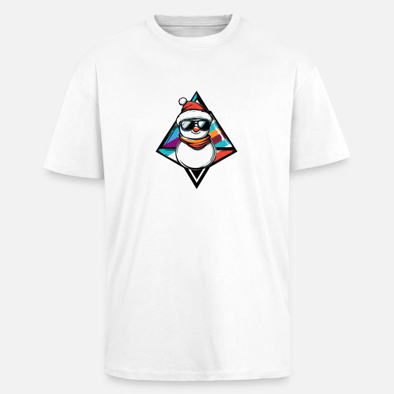 Schneemann mit Sonnenbrille Comic - Oversized Heavyweight Unisex T-Shirt - Weiß