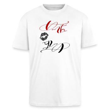 Merci - T-shirt unisexe oversize épais - blanc - Devant - Alina (178cm) & Michal (187cm)