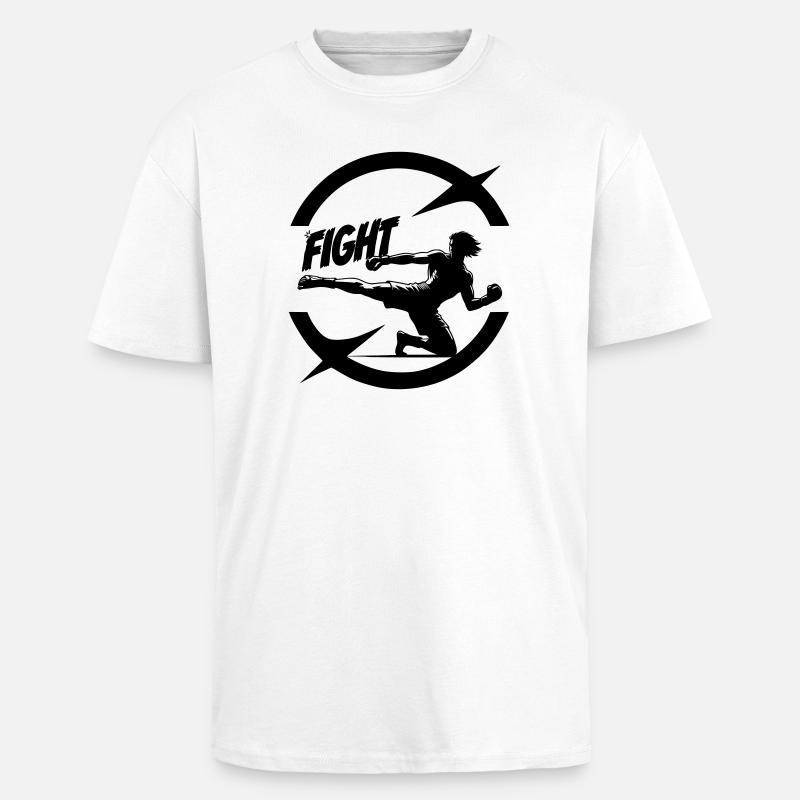 Cooles Kickboxer Emblem mit Fight Text - Oversized Heavyweight Unisex T-Shirt - Weiß