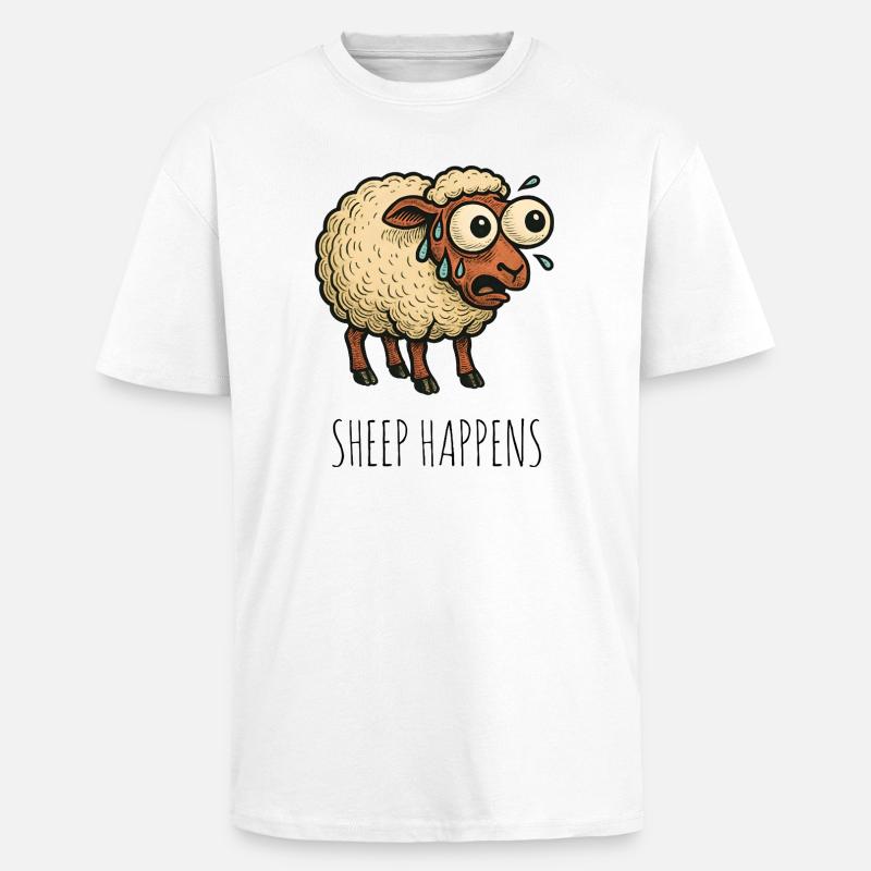 Les moutons arrivent, la merde arrive - T-shirt unisexe oversize épais - blanc