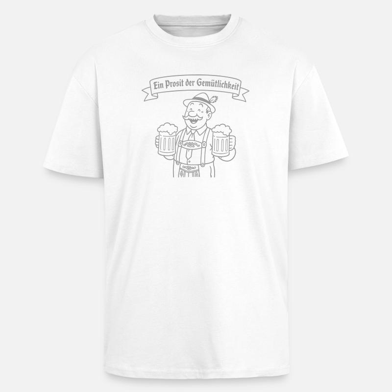 Herr Bier - Ein Prosit der Gemütlichkeit - Oversized Heavyweight Unisex T-Shirt - Weiß