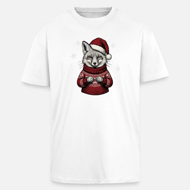 Rotfuchs Weihnachten Süßer Weihnachtsfuchs Winter - Oversized Heavyweight Unisex T-Shirt - Weiß