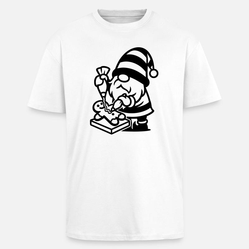 Gingerbread Baking Gnome - Unisex Oversized Heavyweight T-shirt - white