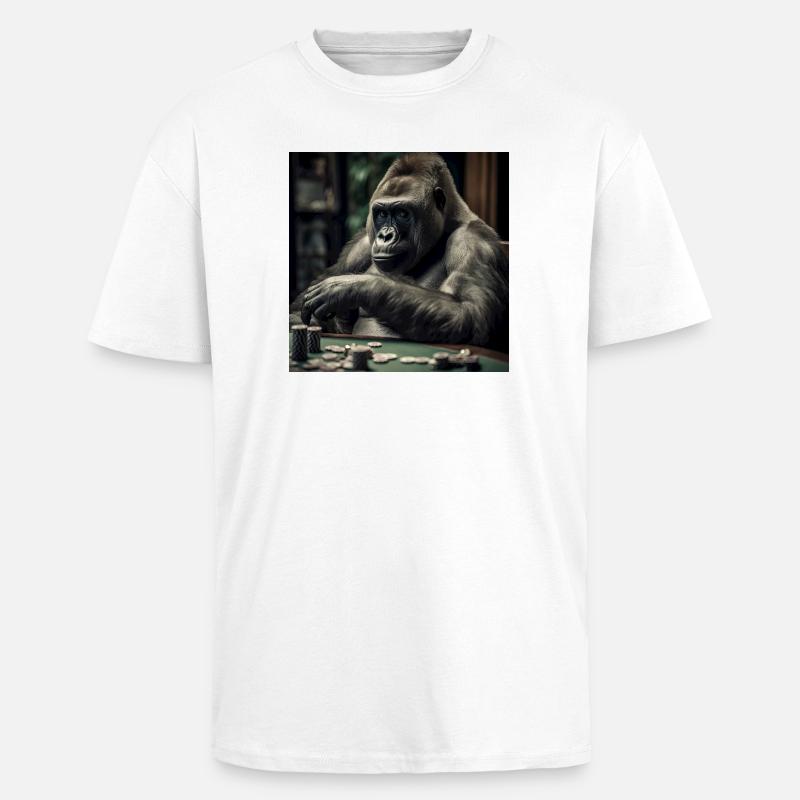 Gorilla am Pokertisch – Kaltblütiger Profi - Oversized Heavyweight Unisex T-Shirt - Weiß