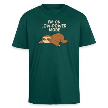 Sleep Sloth: Low Power Mode - Unisex Oversized Heavyweight T-shirt - hunter green - Front - Alina (178cm) & Michal (187cm)