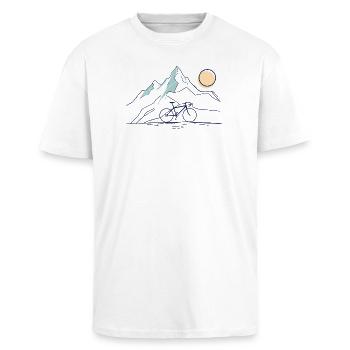 Mountain Ride - Oversized Heavyweight Unisex T-Shirt - Weiß - Vorne - Alina (178cm) & Michal (187cm)