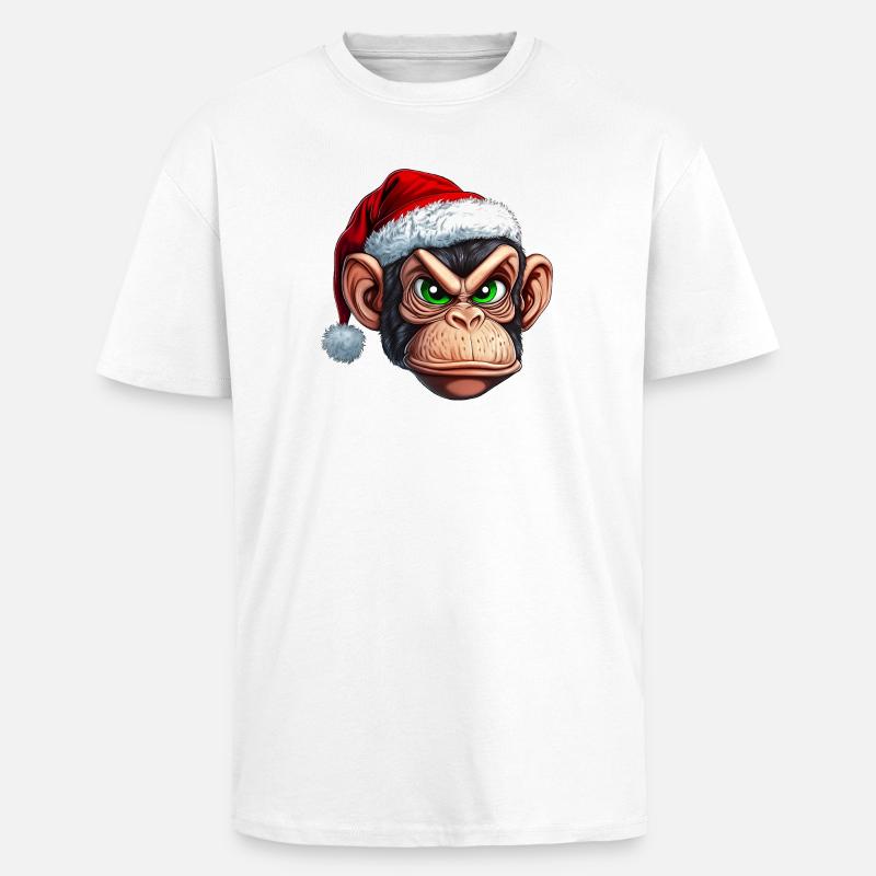 Affe mit Weihnachtsmütze :) - Oversized Heavyweight Unisex T-Shirt - Weiß