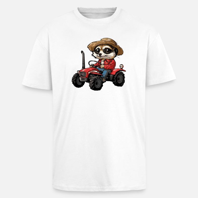 Erdmännchen Traktor Farmer - Oversized Heavyweight Unisex T-Shirt - Weiß