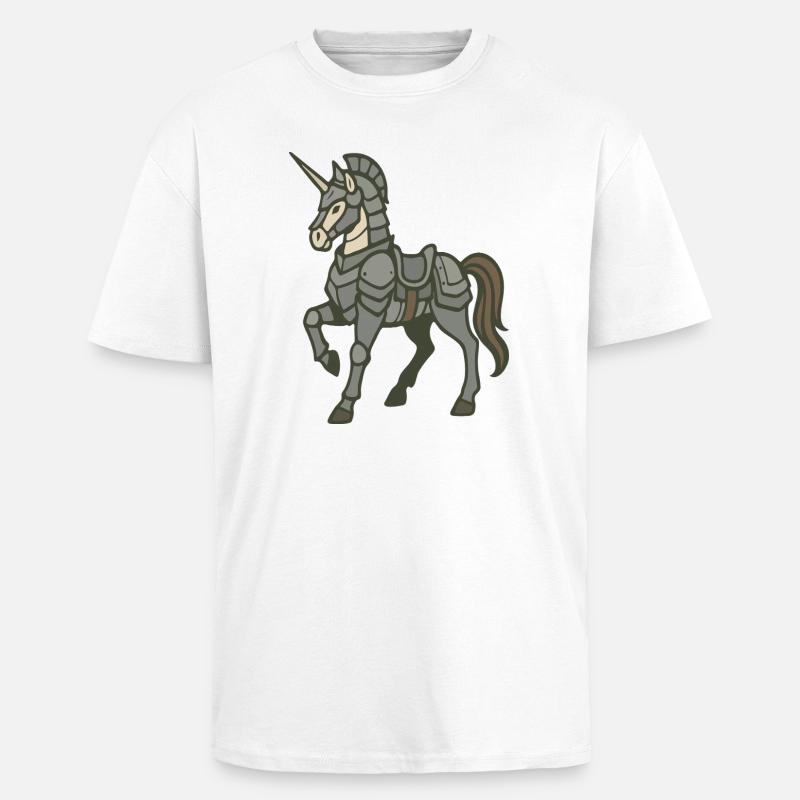 Fantasy-Design schwer gepanzerter Einhornritter - Oversized Heavyweight Unisex T-Shirt - Weiß
