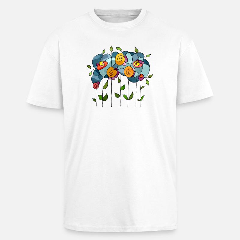 Blumen - Oversized Heavyweight Unisex T-Shirt - Weiß