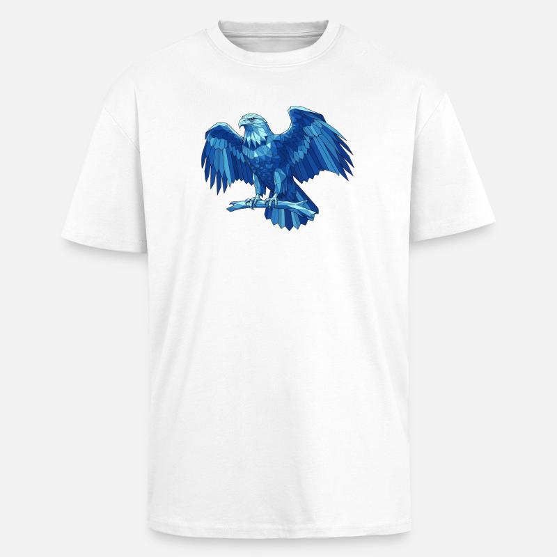 Aigle bleu géométrique avec épée - T-shirt unisexe oversize épais - blanc