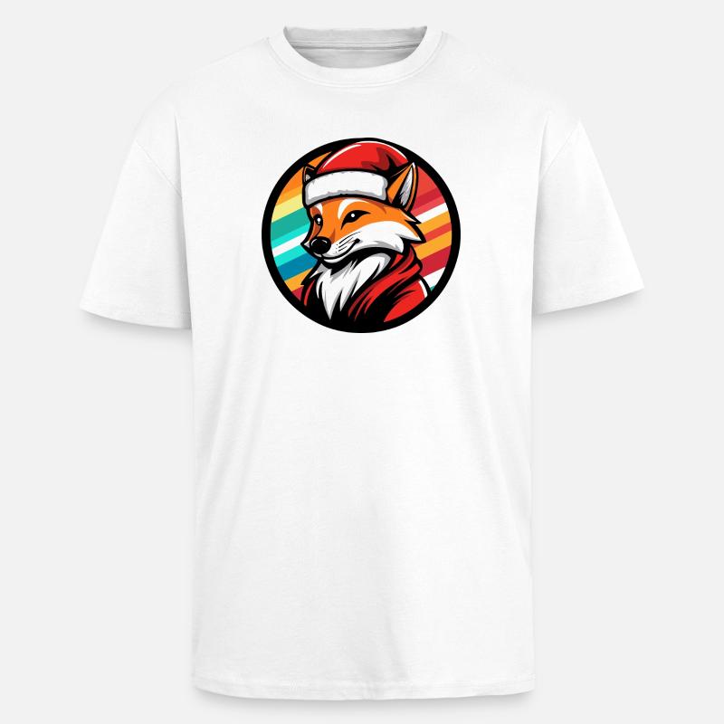 Fuchs im Santa-Look mit Regenbogen - Oversized Heavyweight Unisex T-Shirt - Weiß
